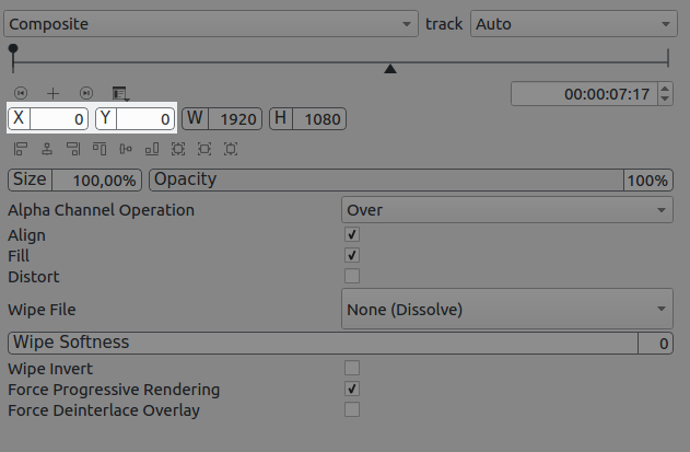cuadro de diálogo de la transición componer