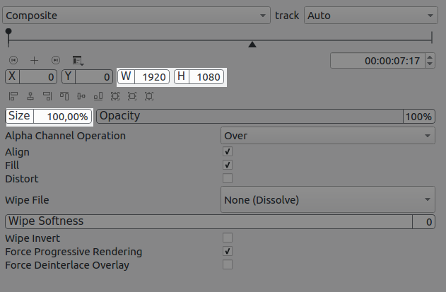 cuadro de diálogo de la transición componer