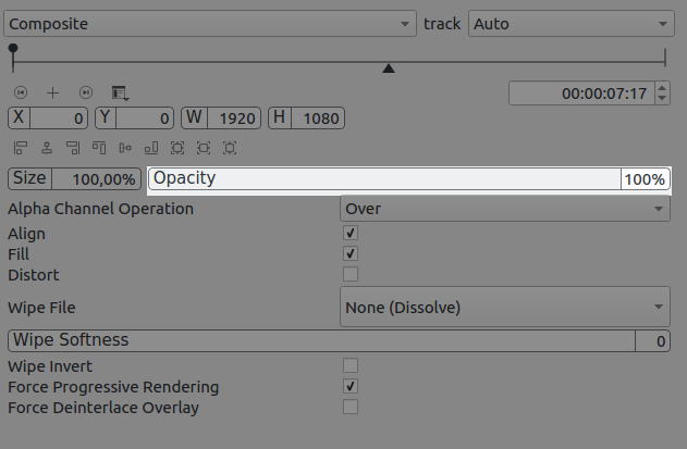 cuadro de diálogo de la transición componer