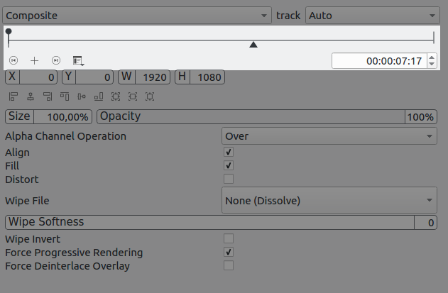 cuadro de diálogo de la transición componer