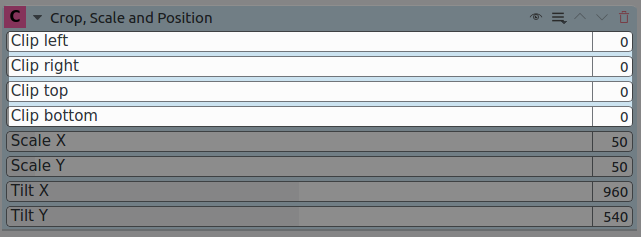 cuadro de diálogo del efecto recortar, escalar y posicionar