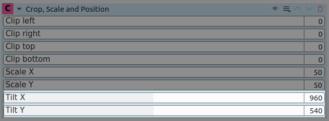 cuadro de diálogo del efecto recortar, escalar y posicionar