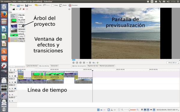 interfaz de kdenlive