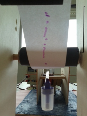 rotulador y papel impreso con puntos y rayas