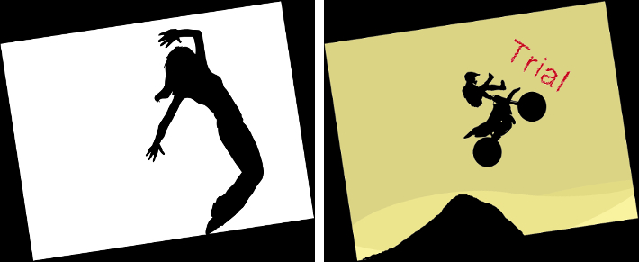 diapositivas inclinadas, fondo negro