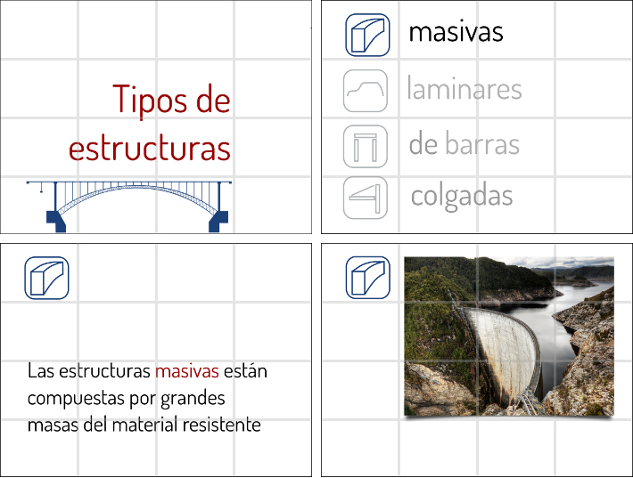 diapositivas diseñadas con una rejilla