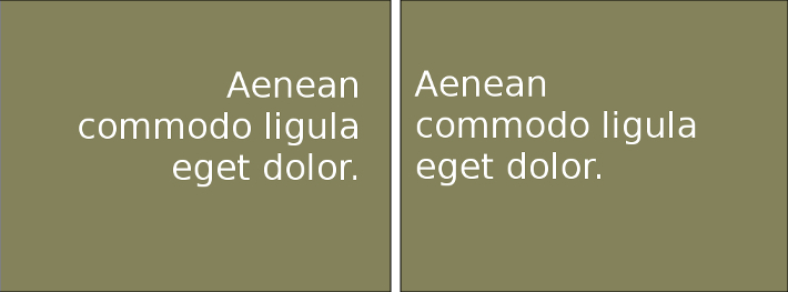 alineaciones derecha e izquierda